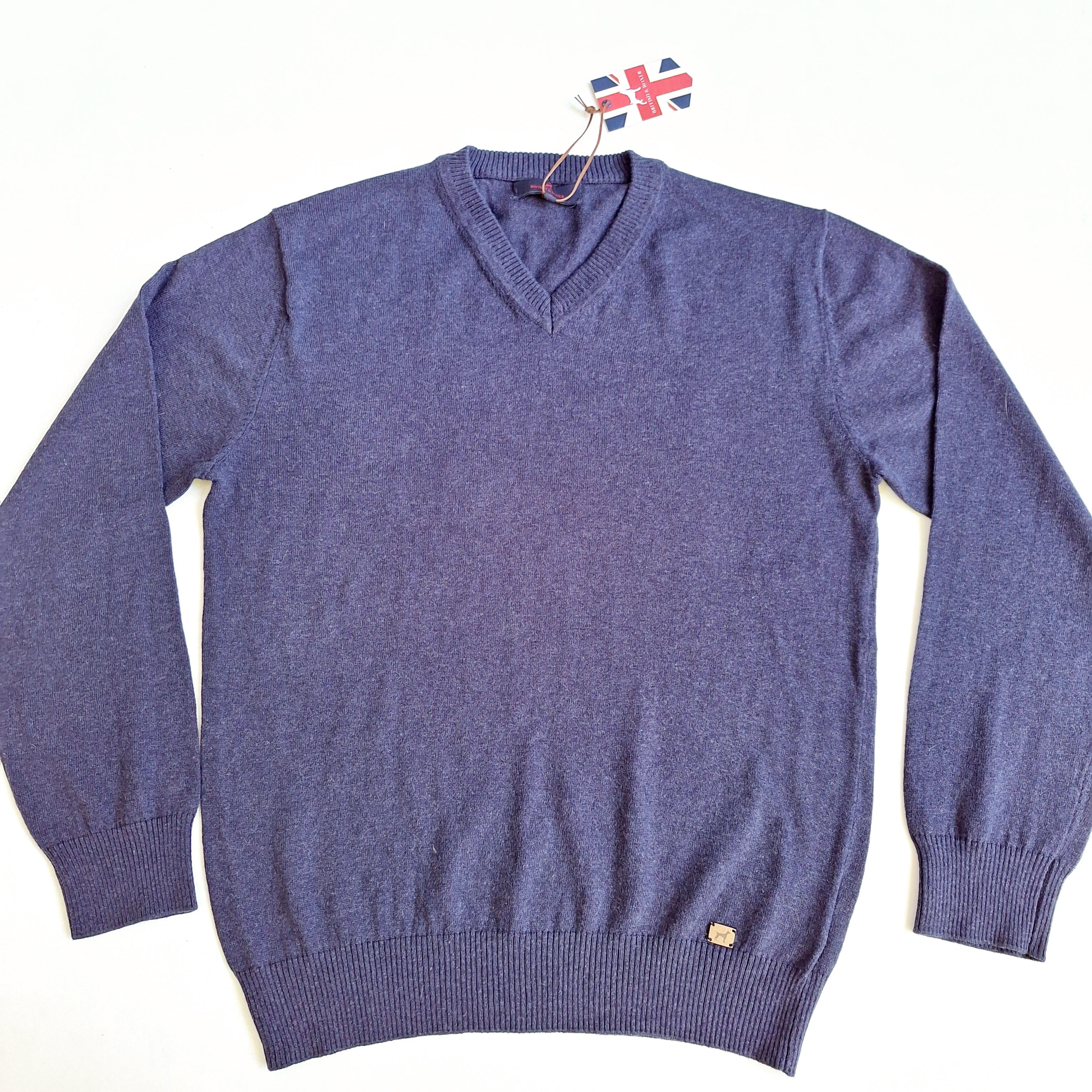 Sweater Cuello V Algodon/ Lana Merino Hombre